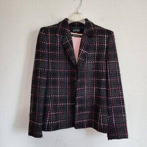 Ladies SZ 4 Kasper Black/Pink Tweed Jacket/Sweater